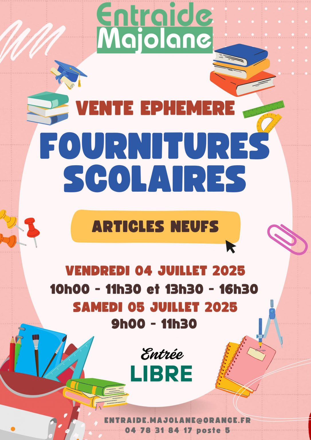 Vente éphémère de fouornitures scolaires